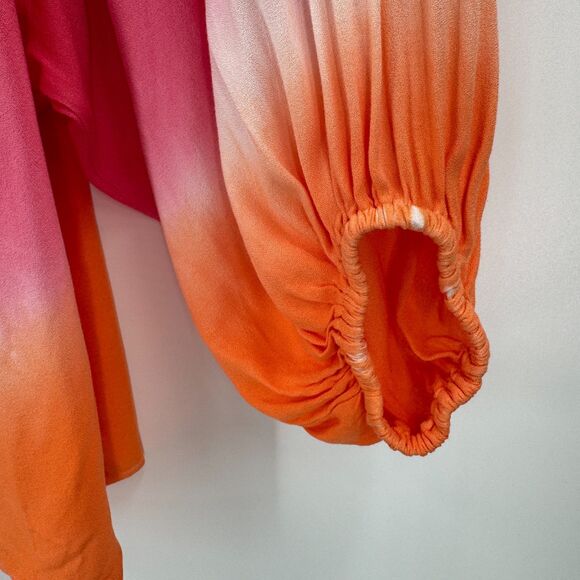 YOUNG FABULOUS & BROKE Carmen White Orange Pink Ombre LS Low Knot Open Top Sz M - Picture 3 of 6